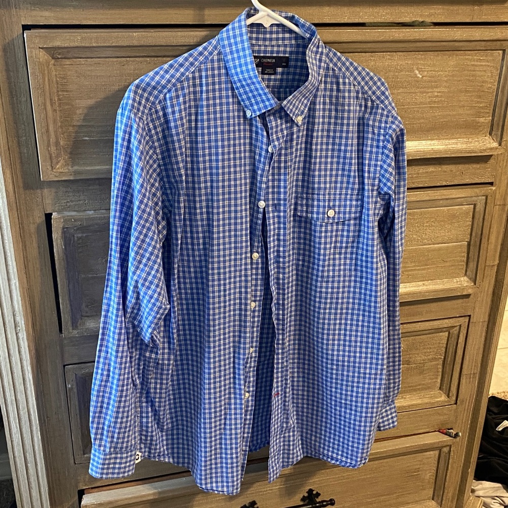 Daniel Cremieux Blue and White Checkered Button Down Shirt